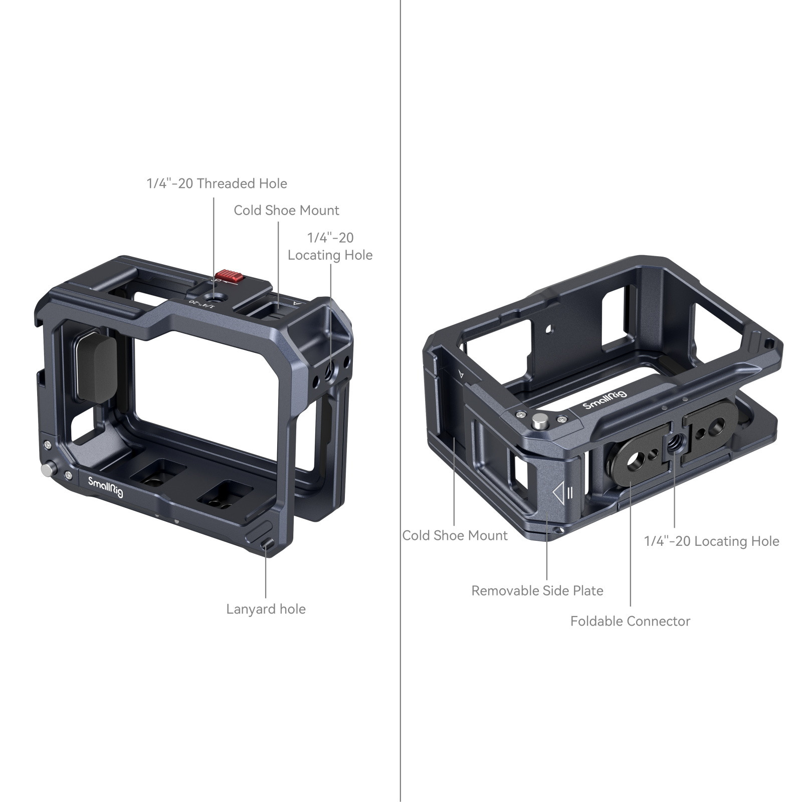  SmallRig Hero12 / Hero11 / Hero 10 / Hero 9 Black Cage for  GoPro, with 2 Cold Shoe Mount for GoPro Light Mod and Common Microphone,  Led Video Light - 3083C : Electronics