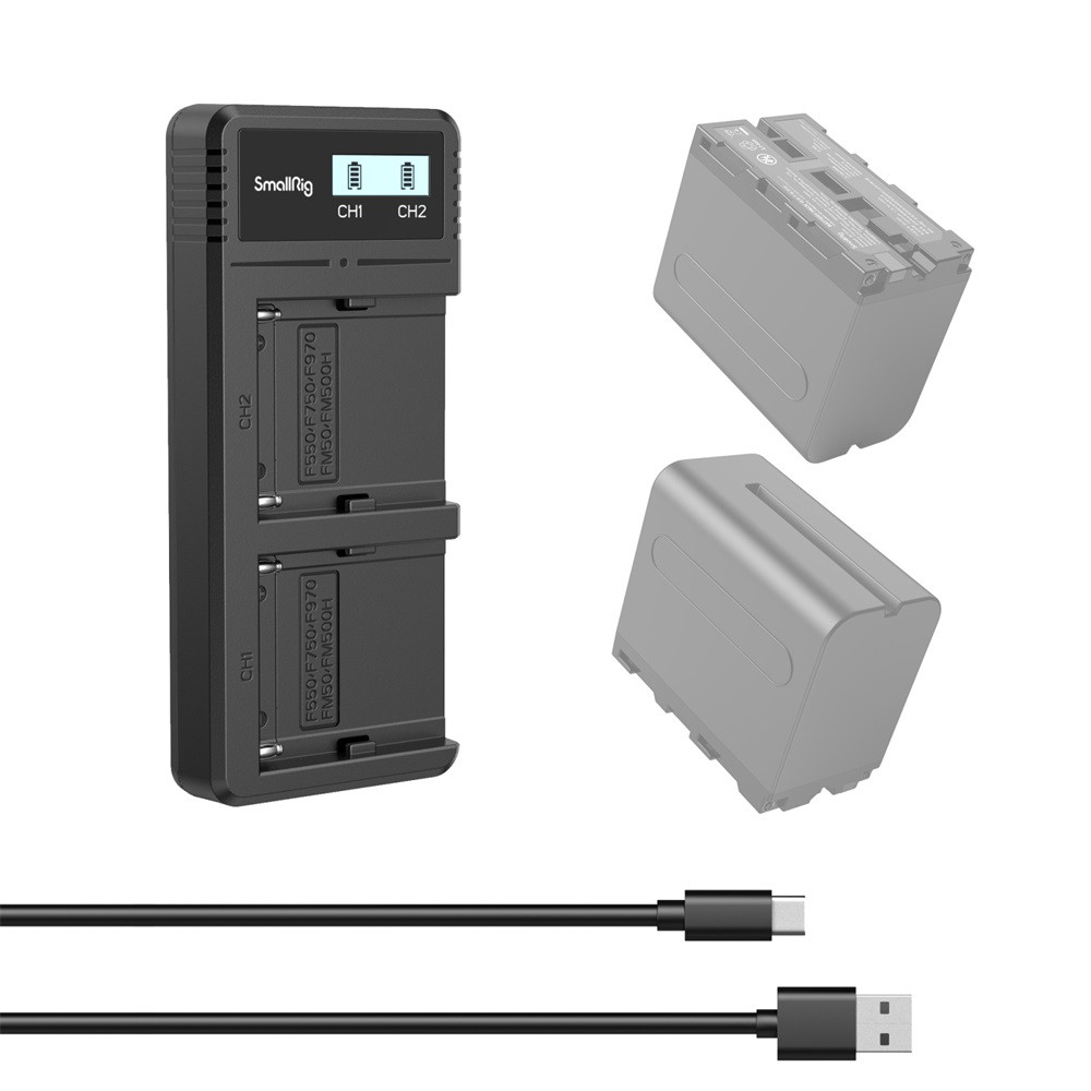  SmallRig NP-FZ100 Camera Battery Charger Set for Sony A7 IV,  A7R V, A7S III, Double Slot NP-FZ100 Battery Charger for A7R IV, A7R III,  A7 III, A7C, FX3, FX30, A6600, A6700