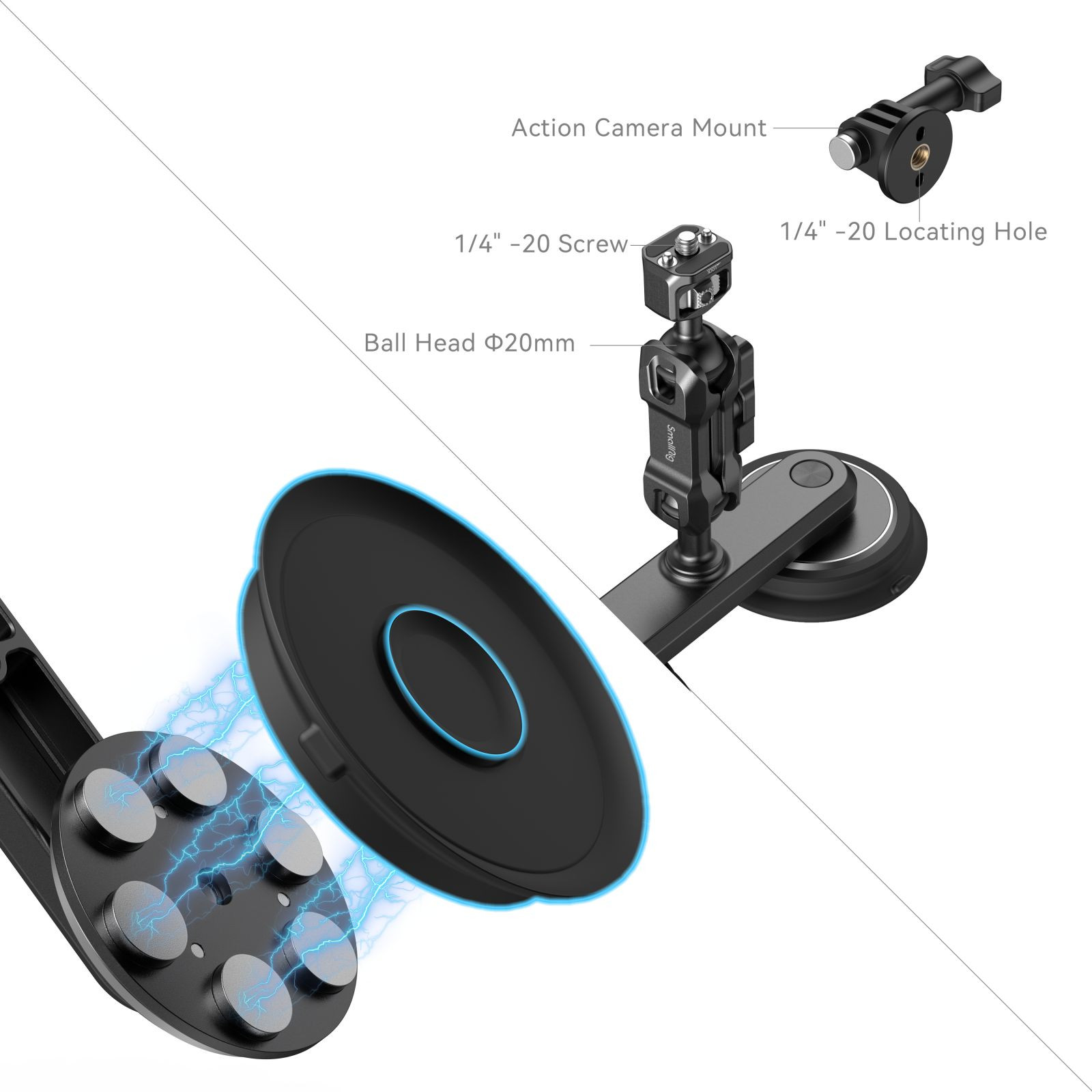 SmallRig Dual Magnetic Suction Cup Mounting Support Kit for Action